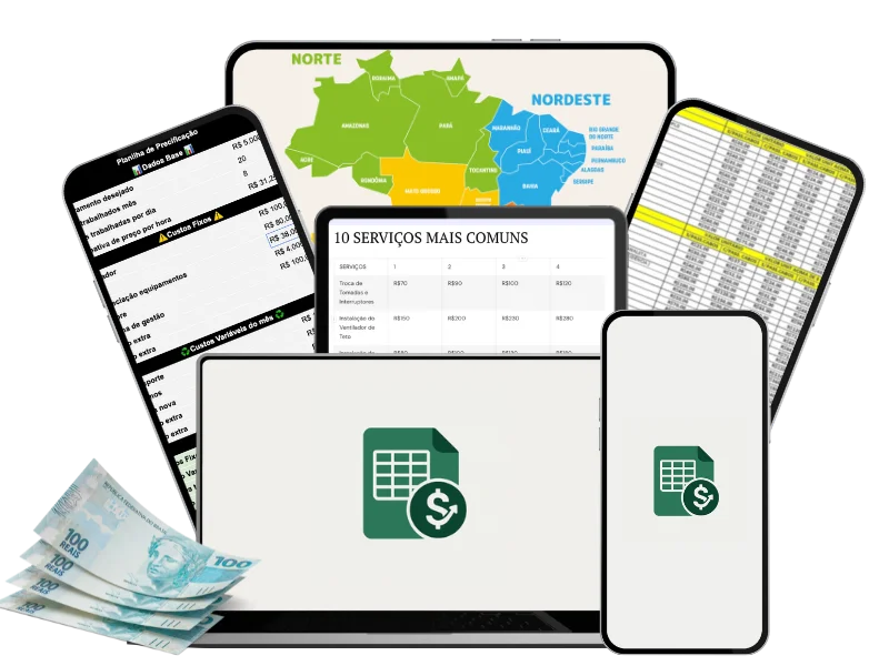 Tabela de Orçamentos - Sistema completo de precificação com planilhas e dados regionais